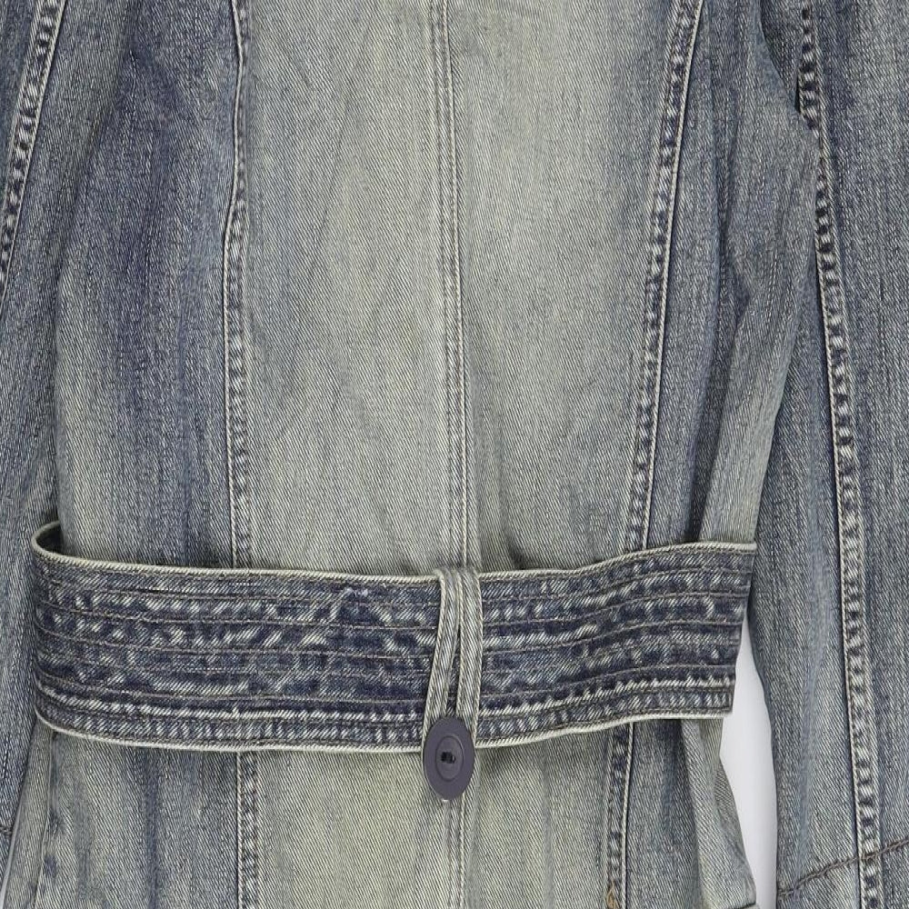 River Island Womens Blue  Denim Pea Coat Coat Size 10