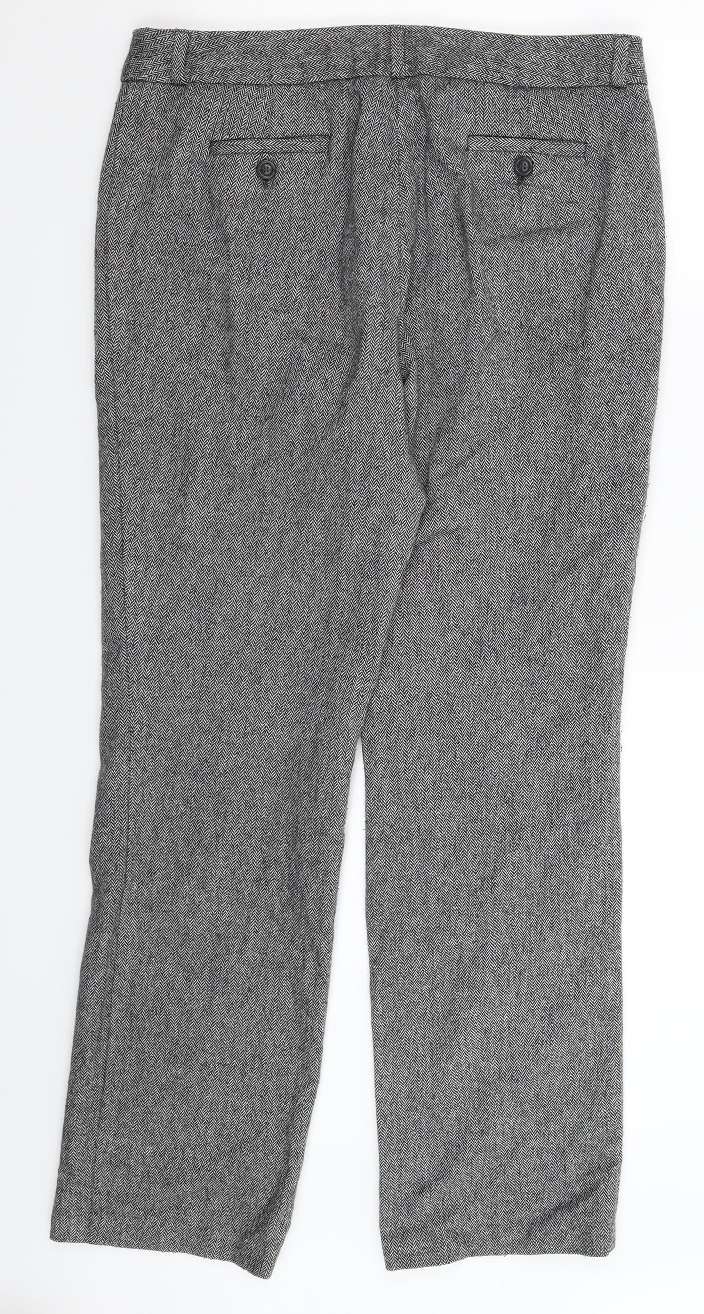 Marks and Spencer Womens Grey Herringbone  Trousers  Size 12 L29 in