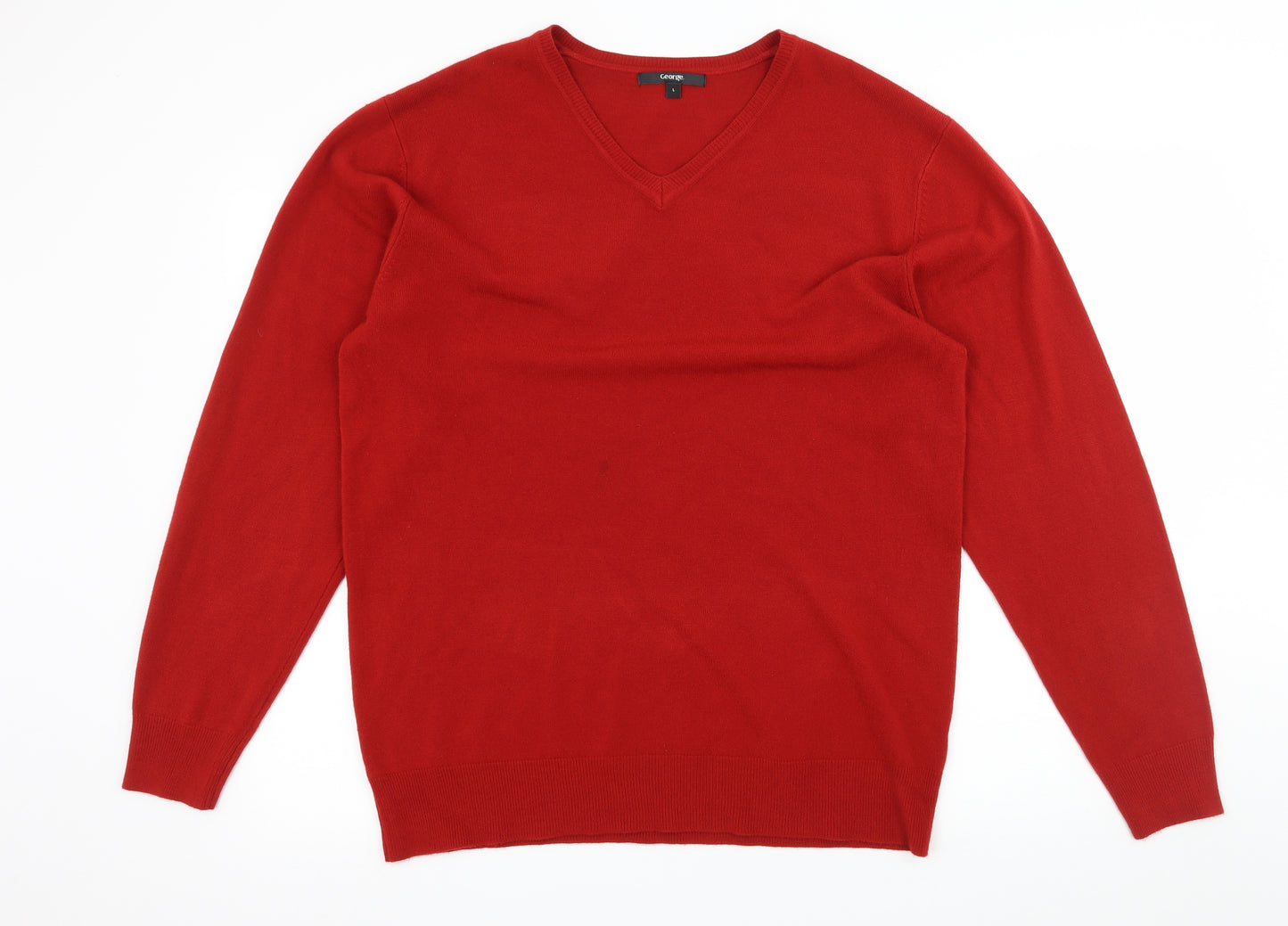 George Mens Red  Knit Pullover Jumper Size L