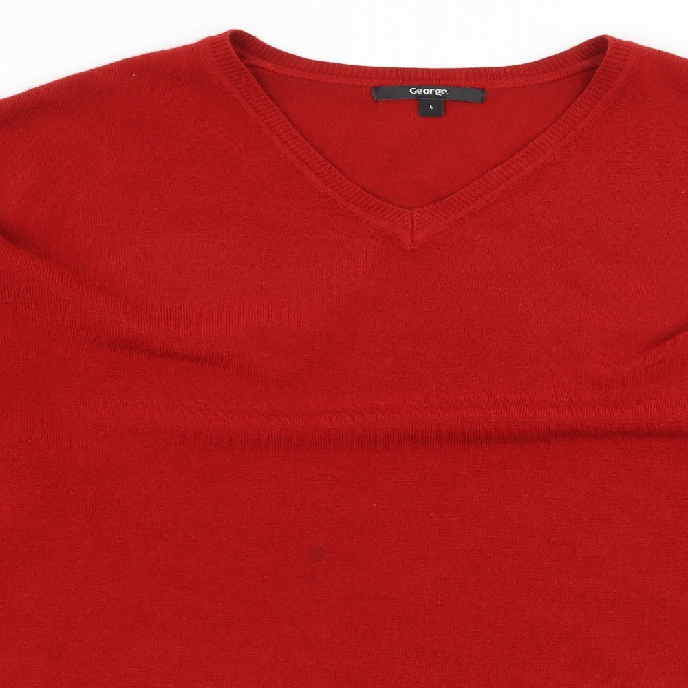 George Mens Red  Knit Pullover Jumper Size L