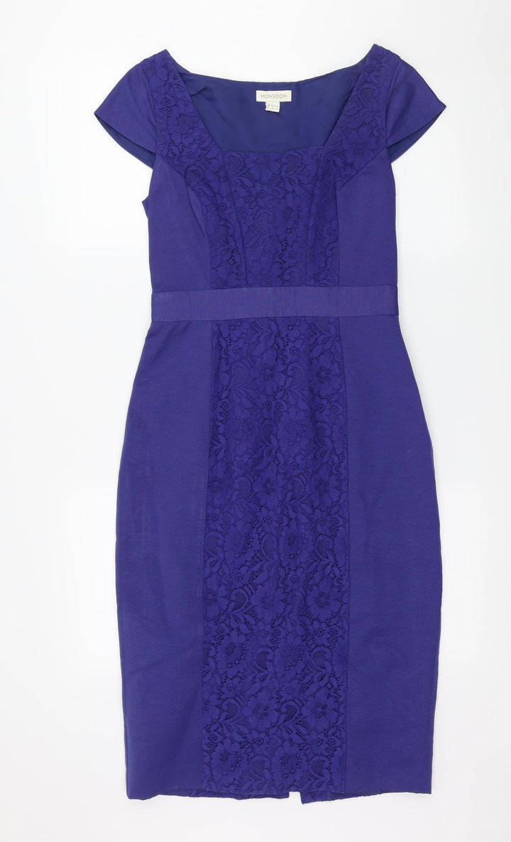 Monsoon Womens Blue   Pencil Dress  Size 8