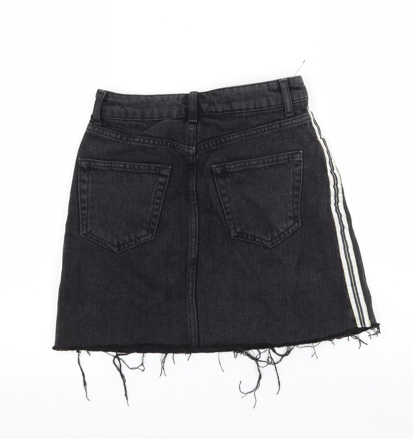 Denim & Co. Womens Black Striped Denim A-Line Skirt Size 4