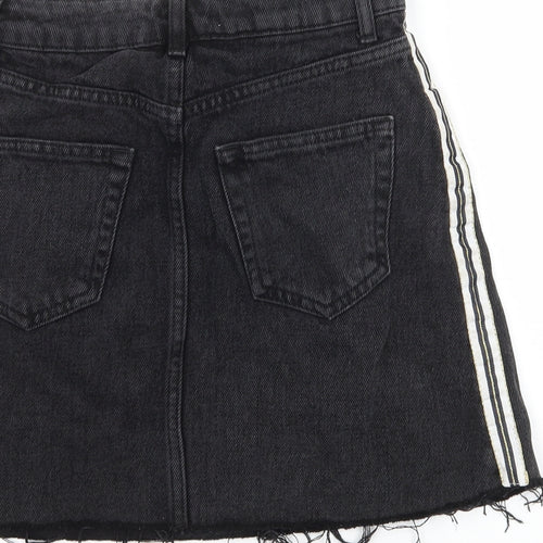 Denim & Co. Womens Black Striped Denim A-Line Skirt Size 4