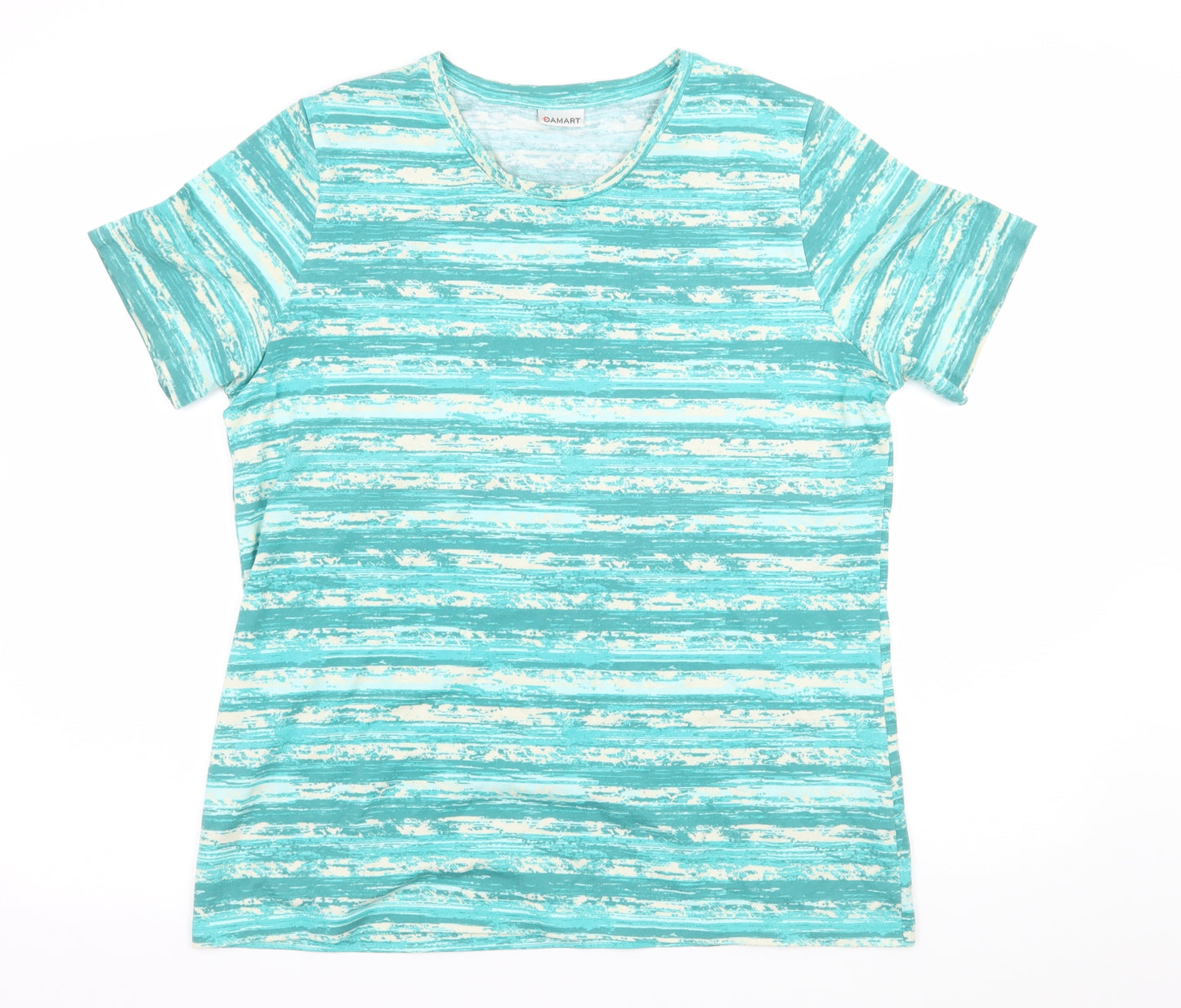 Damart Womens Green Striped Jersey Basic T-Shirt Size 14