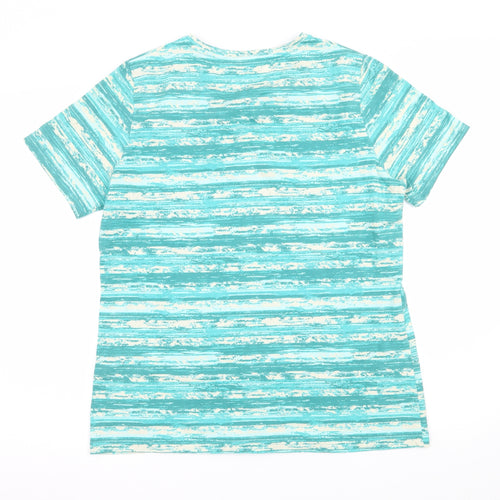 Damart Womens Green Striped Jersey Basic T-Shirt Size 14