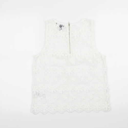 New Look Womens White Floral  Basic Blouse Size 10