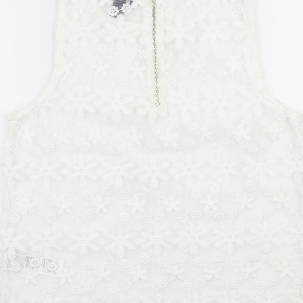 New Look Womens White Floral  Basic Blouse Size 10