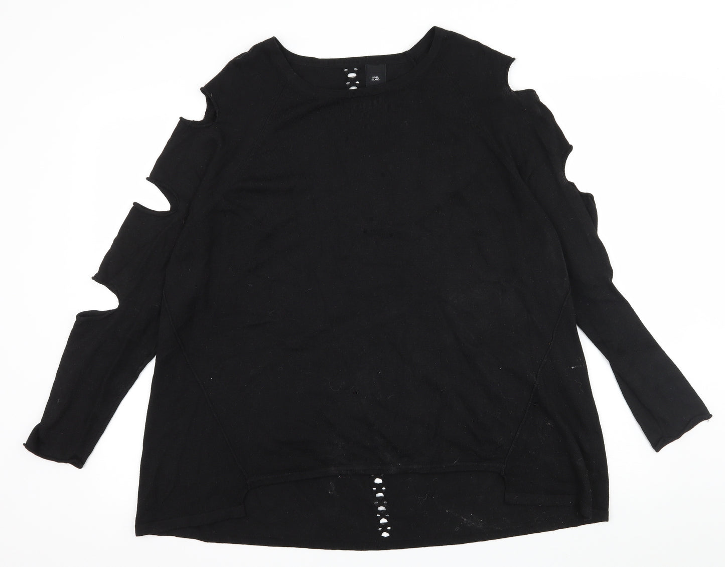 River Island Womens Black  Knit Pullover Jumper Size 16  - Distressed