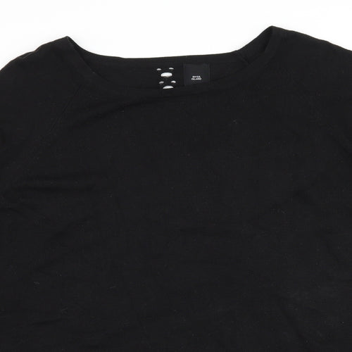 River Island Womens Black  Knit Pullover Jumper Size 16  - Distressed