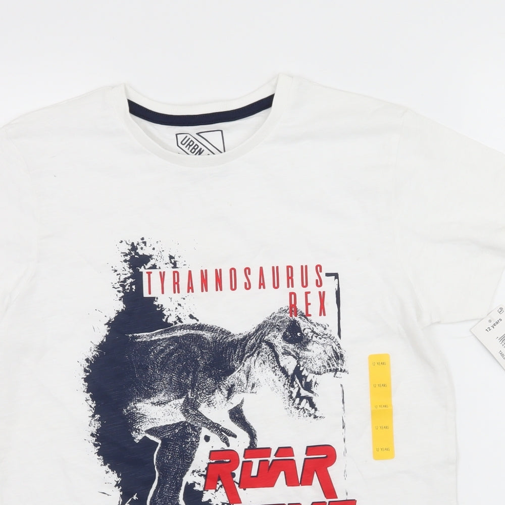 Matalan Boys White  Jersey Basic T-Shirt Size 12 Years  - T-Rex