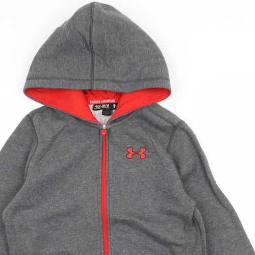 Under armour Boys Grey  Jersey Full Zip Hoodie Size M
