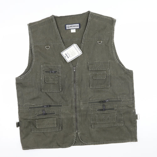 WEILONGFUSHI Mens Brown   Gilet Jacket Size 3XL