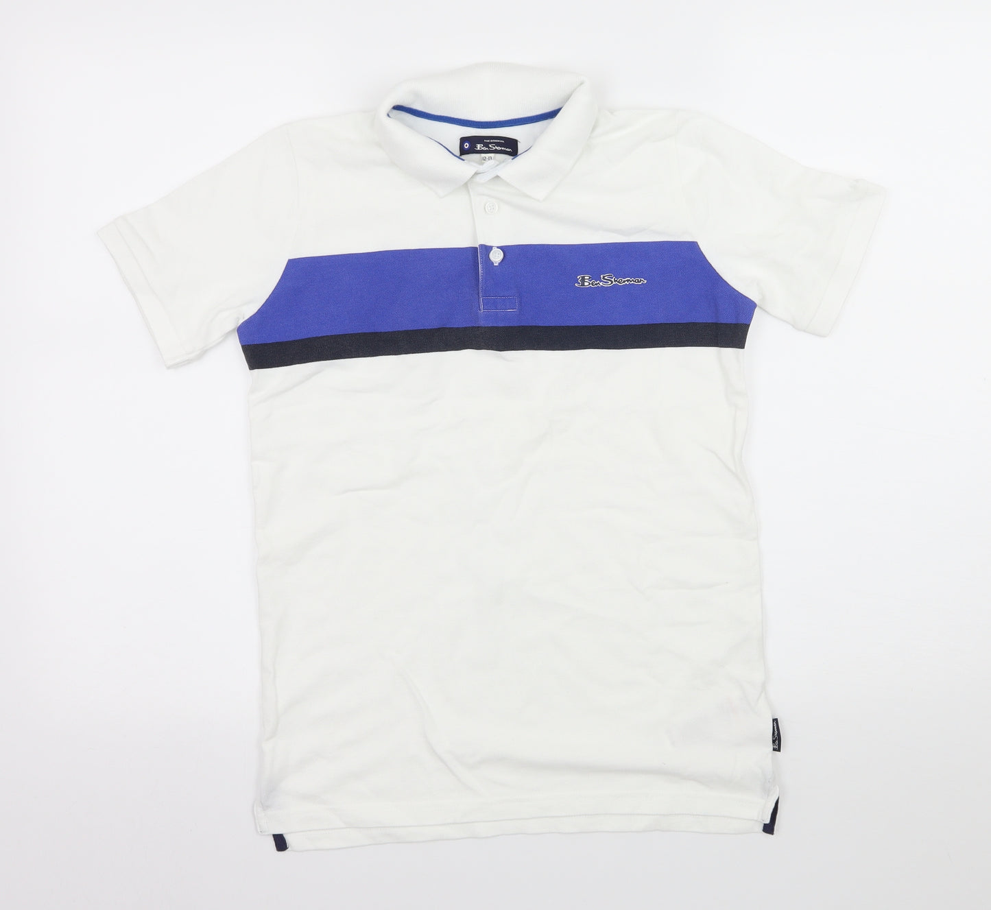 Ben Sherman Boys White Striped Jersey Basic T-Shirt Size 12-13 Years