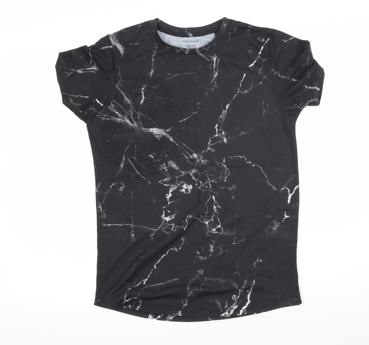 Primark Boys Black Geometric Jersey Basic T-Shirt Size 11-12 Years  - The Bronx