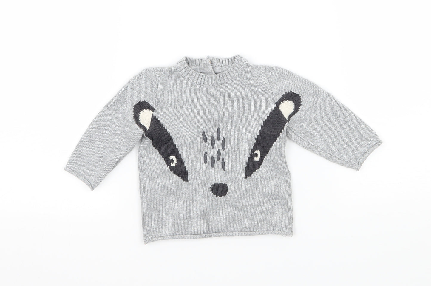 Marks and Spencer Boys Grey  Knit Pullover Jumper Size 0-3 Months  - Badger