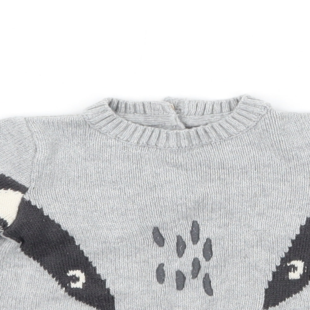 Marks and Spencer Boys Grey  Knit Pullover Jumper Size 0-3 Months  - Badger