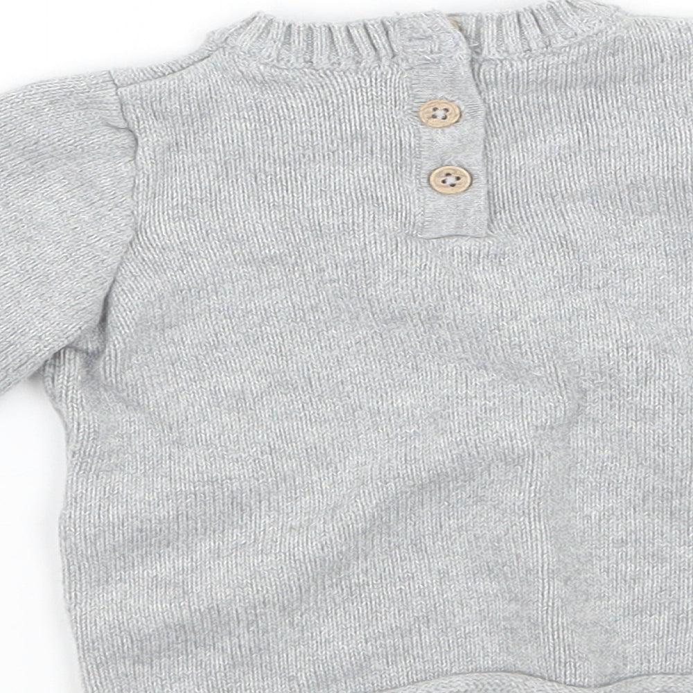 Marks and Spencer Boys Grey  Knit Pullover Jumper Size 0-3 Months  - Badger