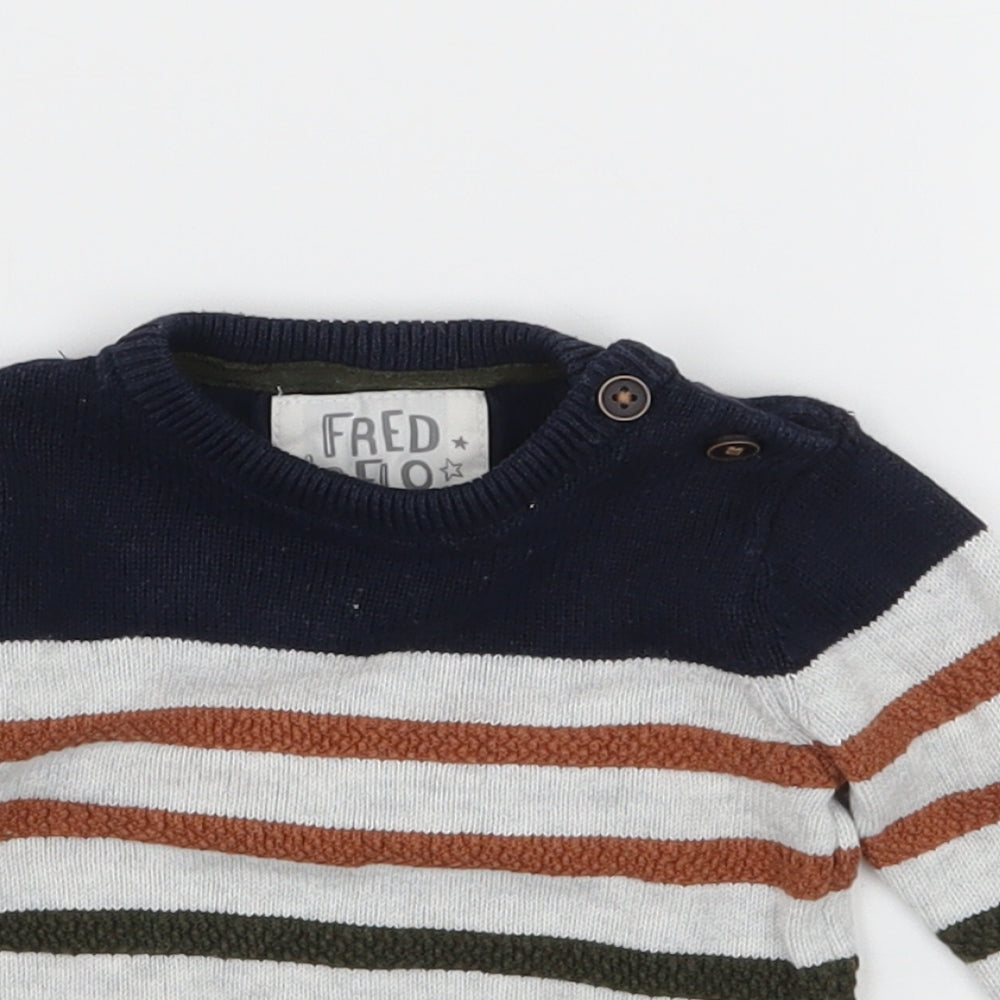 F&F Baby Grey Striped Knit Pullover Jumper Size 0-3 Months