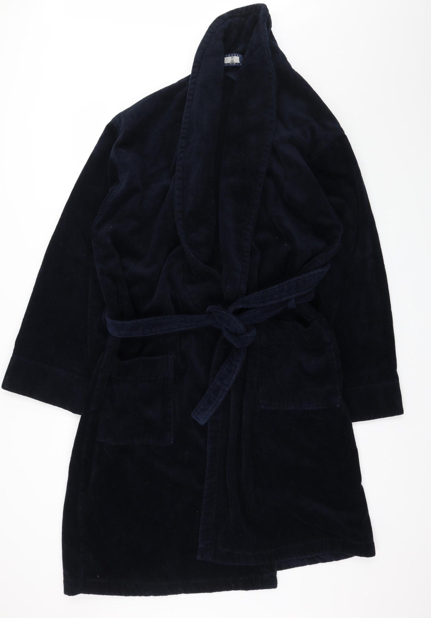 Stephen Powell Mens Blue Solid Jersey  Robe Size L