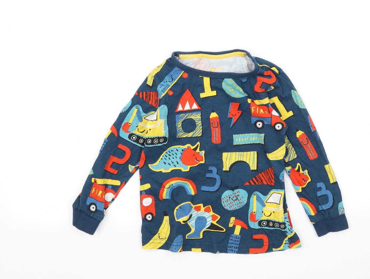 TU Boys Blue Geometric Jersey Basic T-Shirt Size 2-3 Years  - Pencil Digger