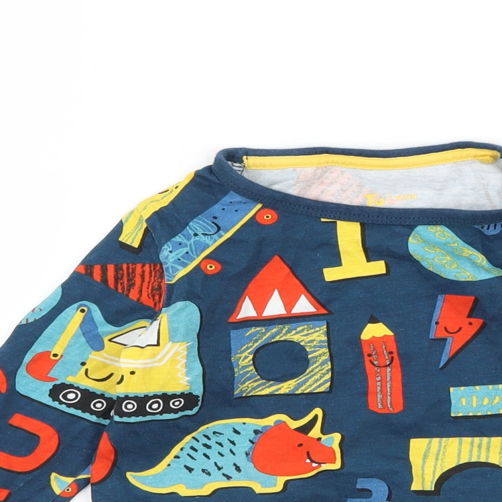 TU Boys Blue Geometric Jersey Basic T-Shirt Size 2-3 Years  - Pencil Digger