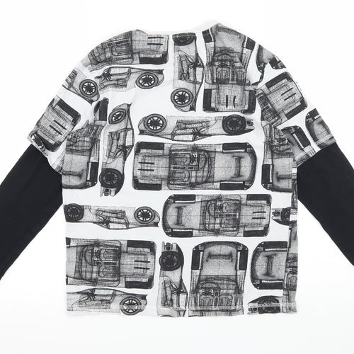 F&F Boys White Geometric Jersey Basic T-Shirt Size 9-10 Years  - Cars