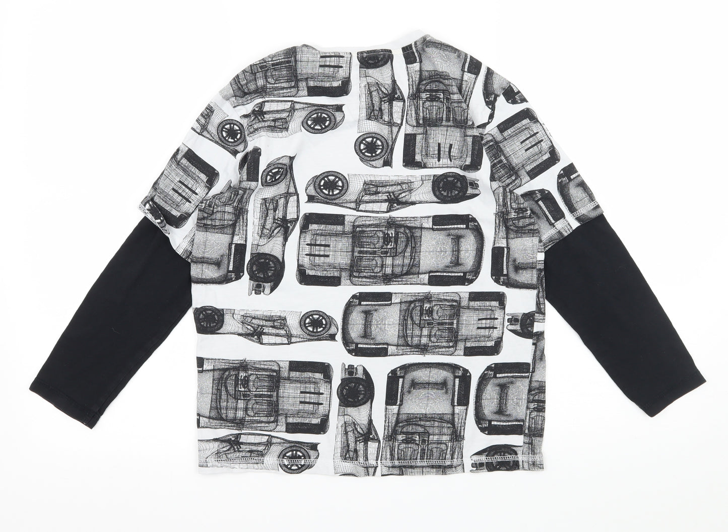 F&F Boys White Geometric Jersey Basic T-Shirt Size 9-10 Years  - Cars