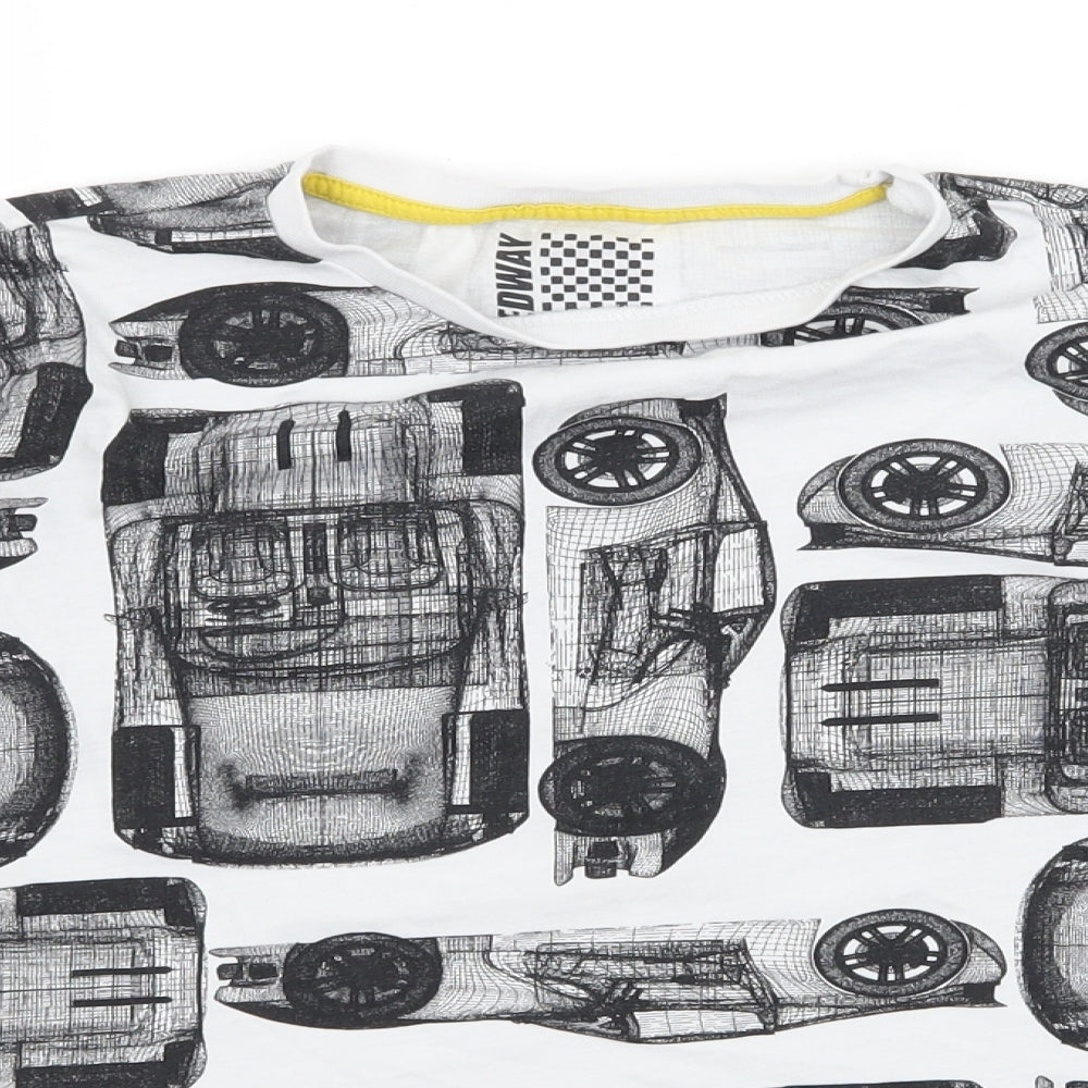 F&F Boys White Geometric Jersey Basic T-Shirt Size 9-10 Years  - Cars