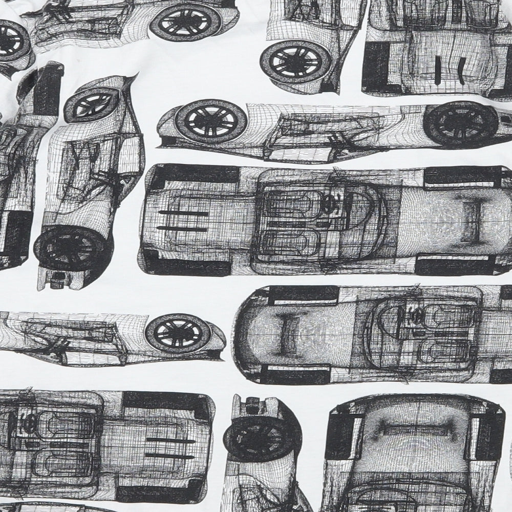 F&F Boys White Geometric Jersey Basic T-Shirt Size 9-10 Years  - Cars