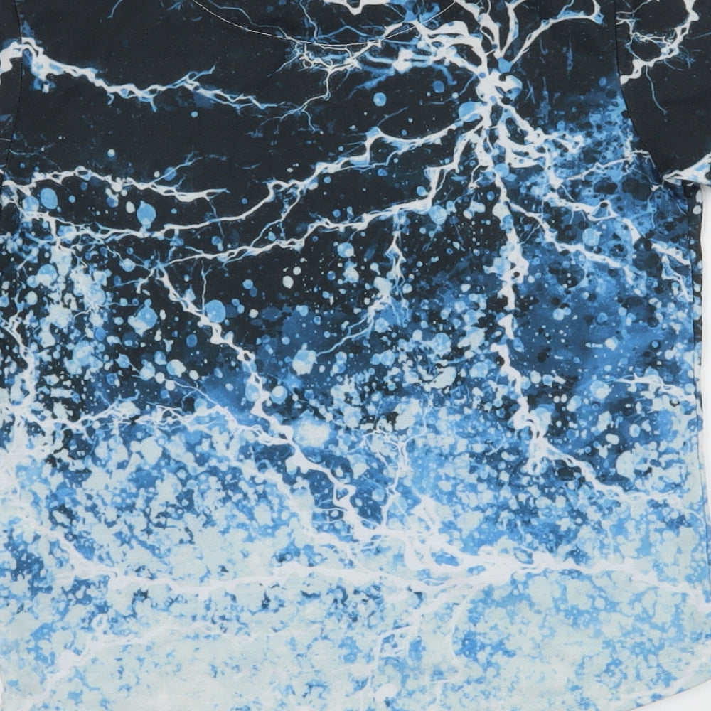 DFND Boys Blue Geometric Jersey Basic T-Shirt Size 7-8 Years  - Lightening bolts