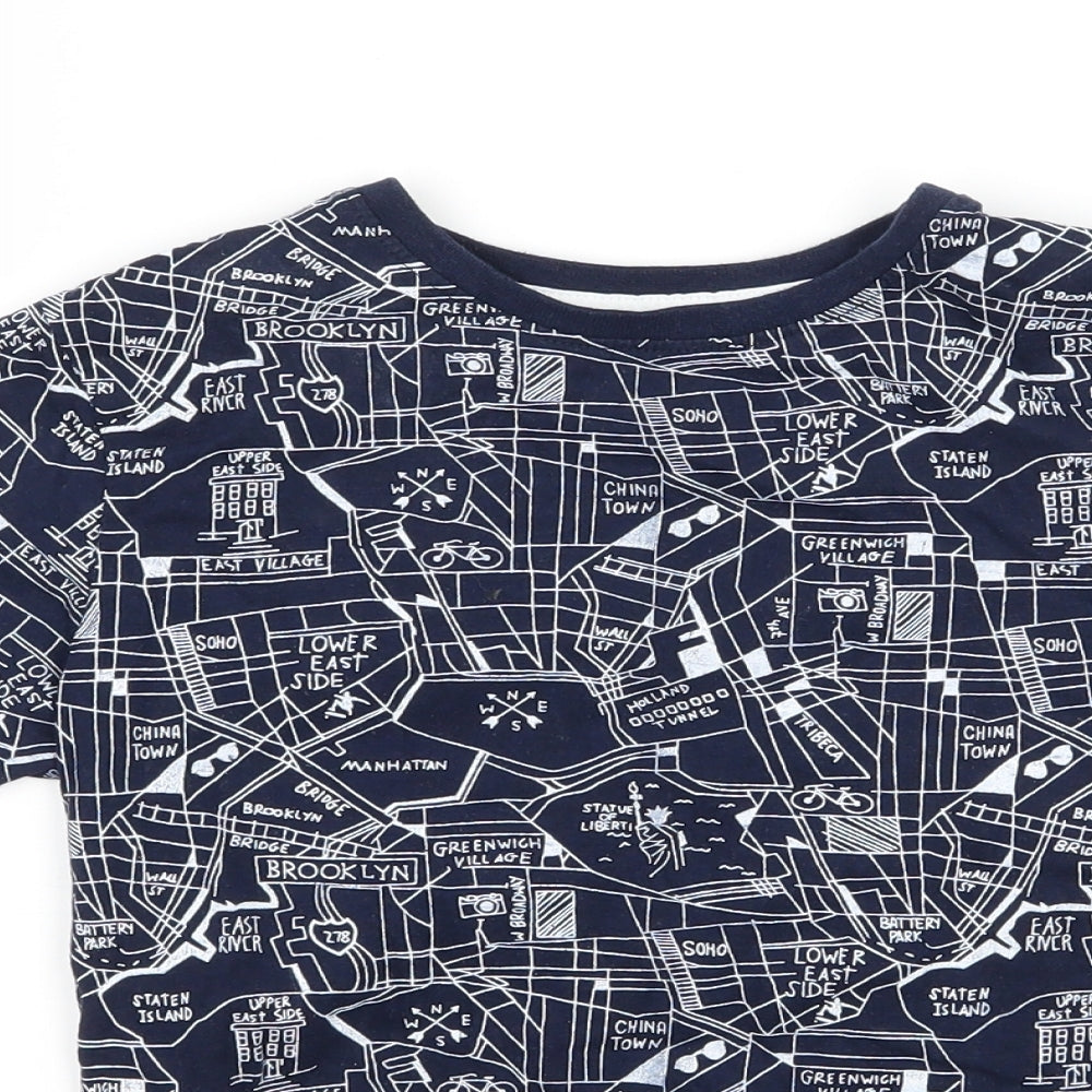 Primark Boys Blue Geometric Jersey Basic T-Shirt Size 7-8 Years  - New York Map Print