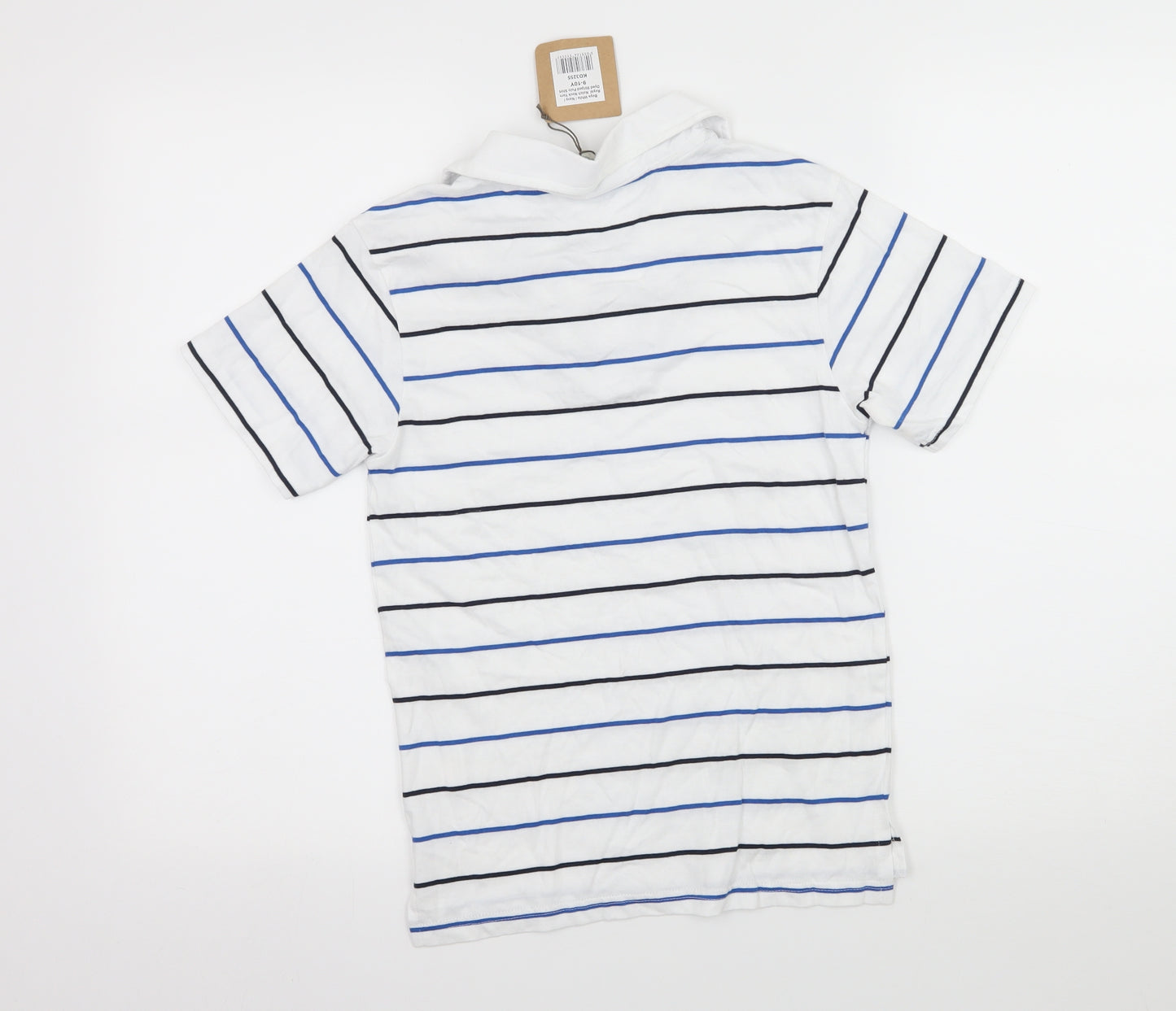 Kangaroo Poo Boys White Striped Jersey Basic T-Shirt Size 9-10 Years