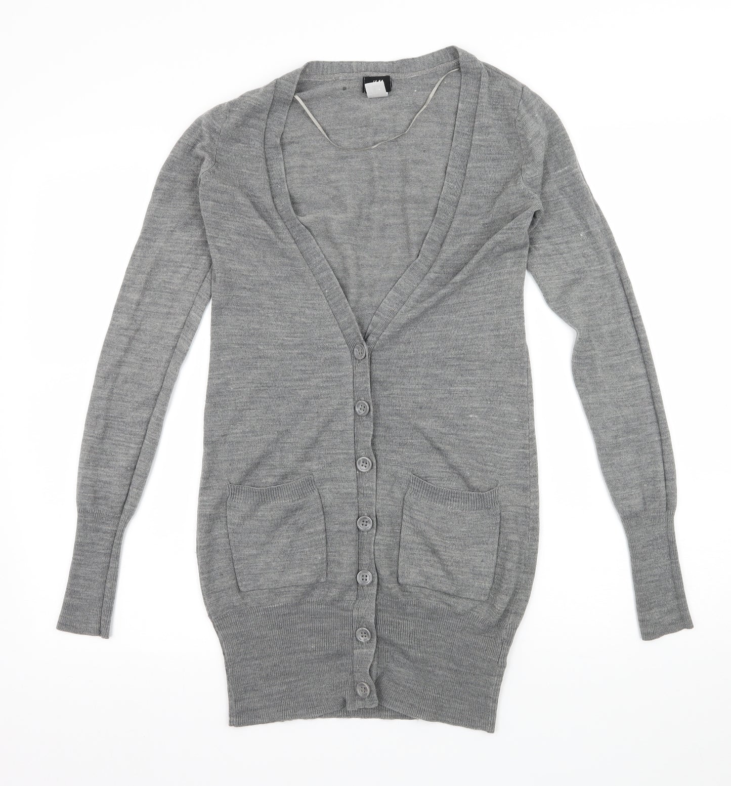 H&M Womens Grey  Knit Cardigan Jumper Size XS
