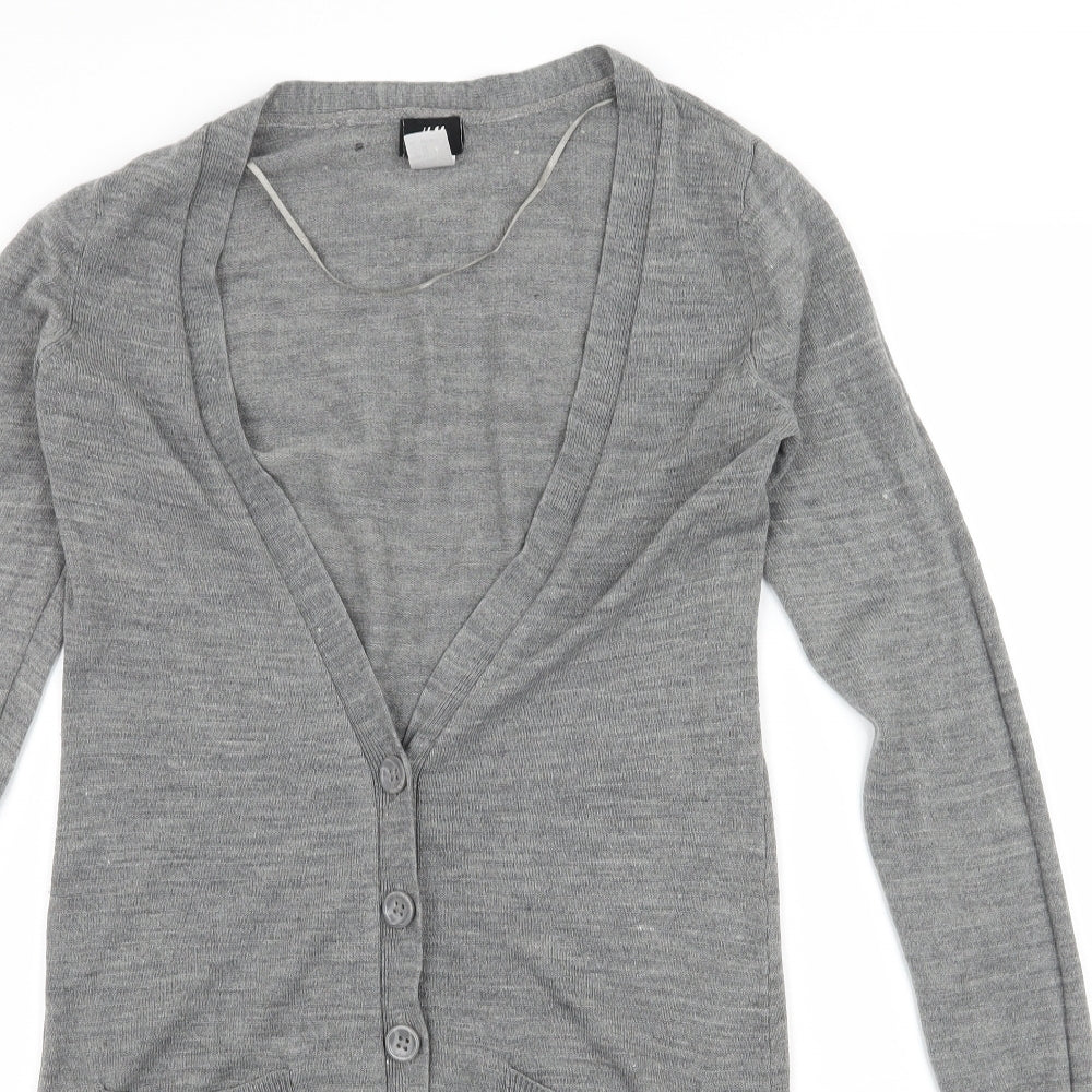 H&M Womens Grey  Knit Cardigan Jumper Size XS