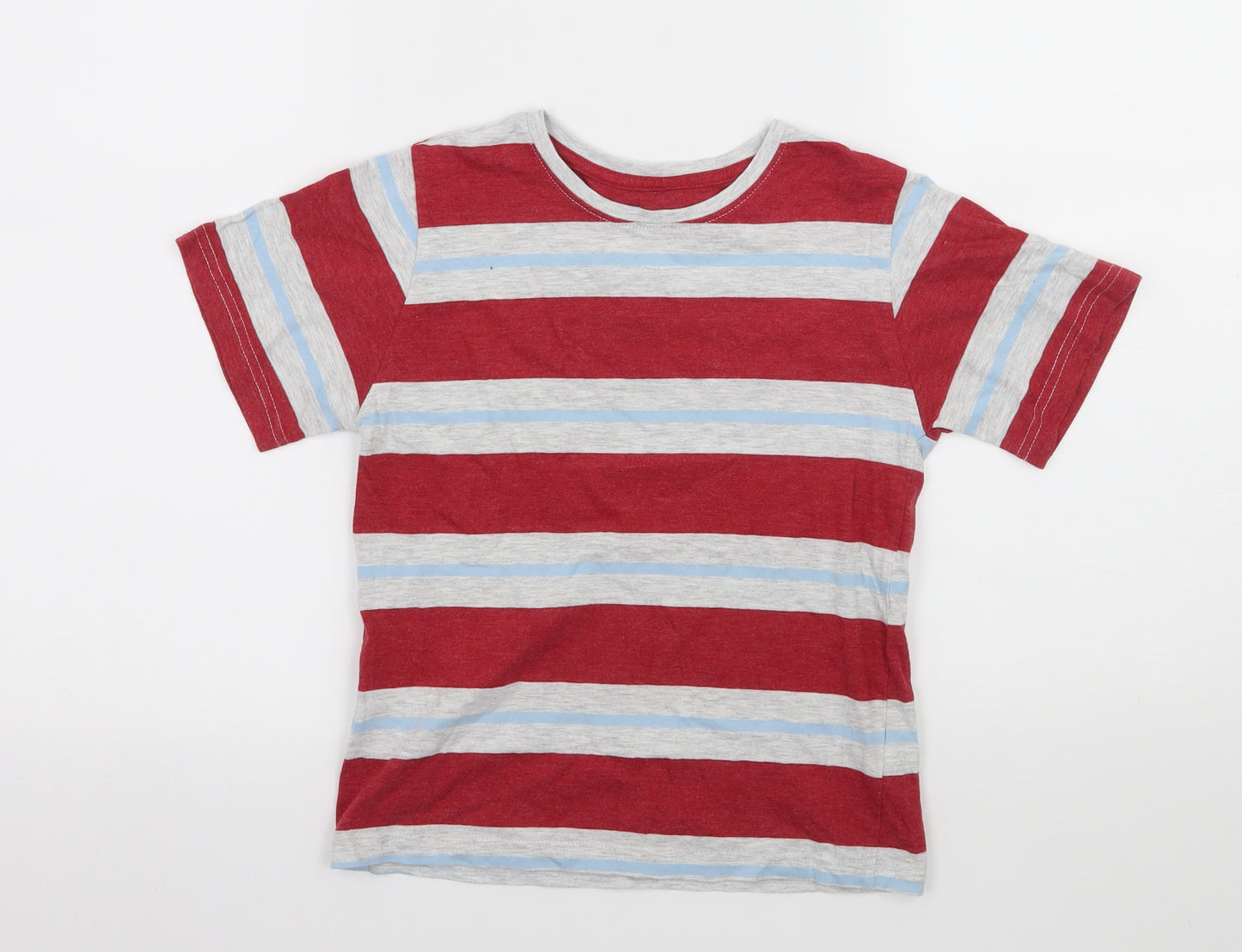 Rebel Boys Red Striped Jersey Basic T-Shirt Size 7-8 Years
