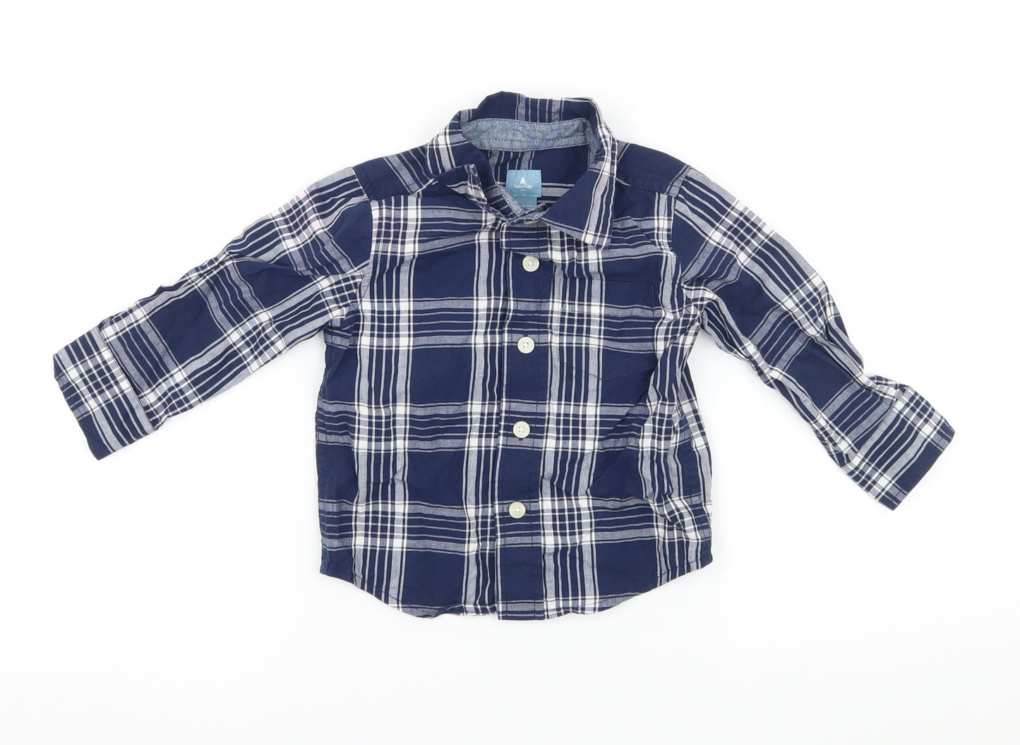 Gap Boys Blue Plaid  Basic Button-Up Size 12-18 Months