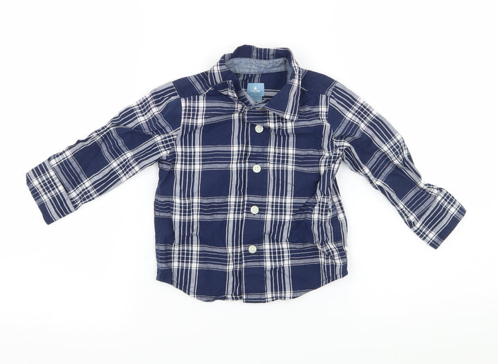 Gap Boys Blue Plaid  Basic Button-Up Size 12-18 Months