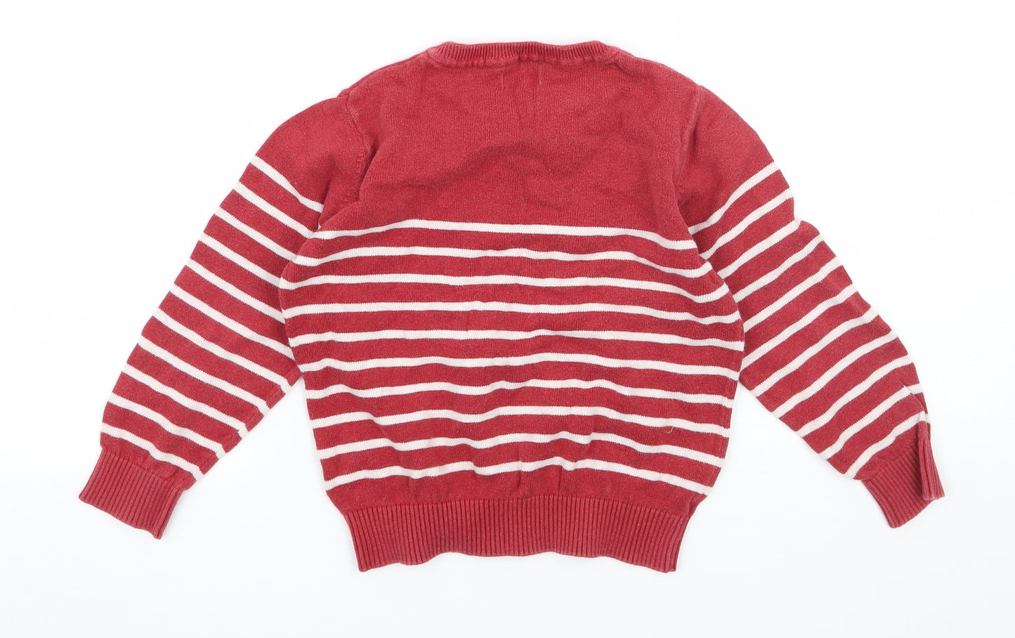 NEXT Boys Red Striped Knit Pullover Jumper Size 5-6 Years