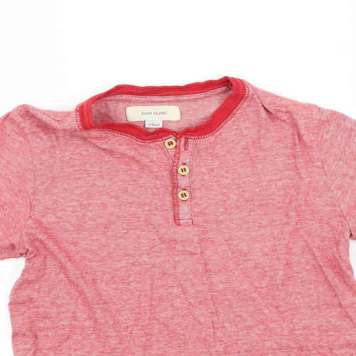 River Island Boys Red Striped Jersey Basic T-Shirt Size 7-8 Years