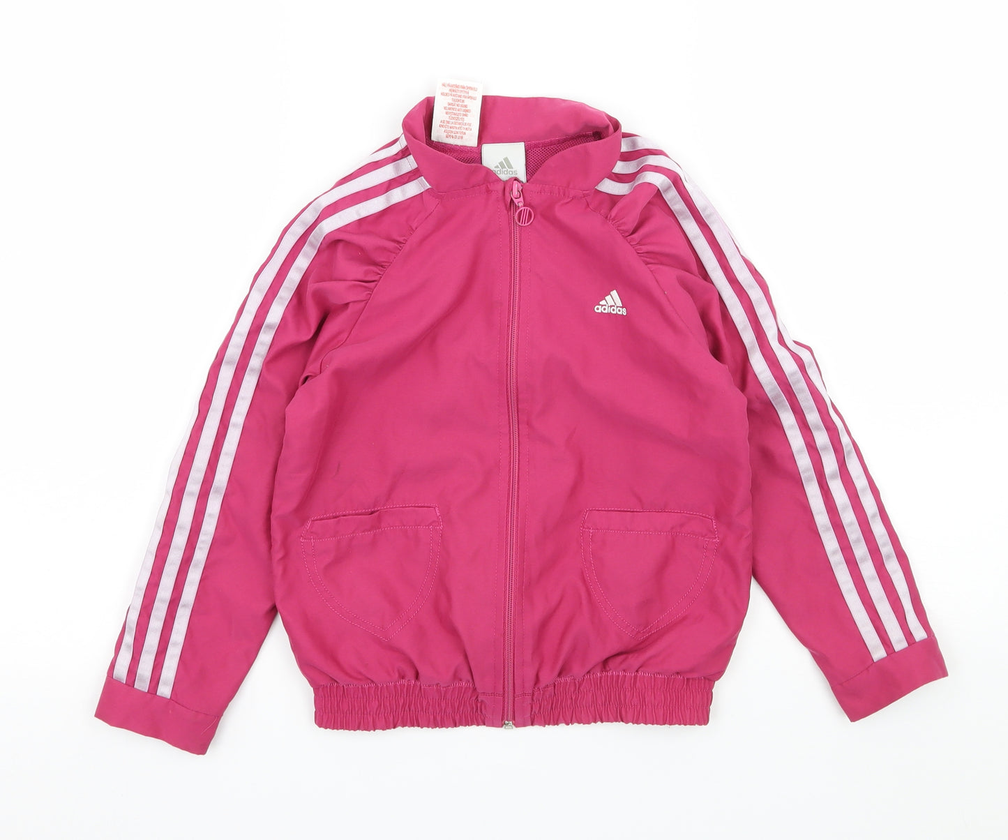 adidas Girls Pink Striped  Jacket  Size 5-6 Years