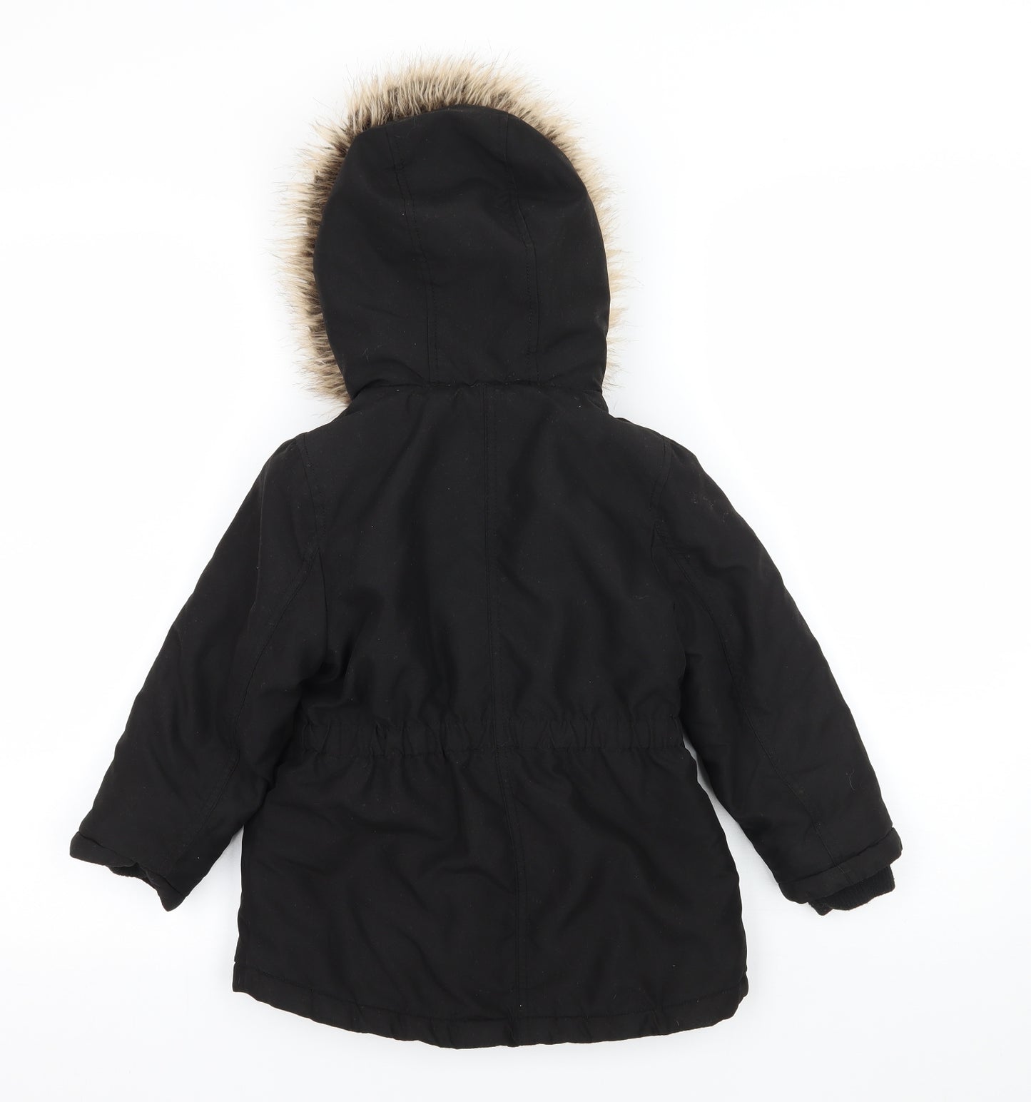 George Girls Black   Parka Coat Size 4-5 Years