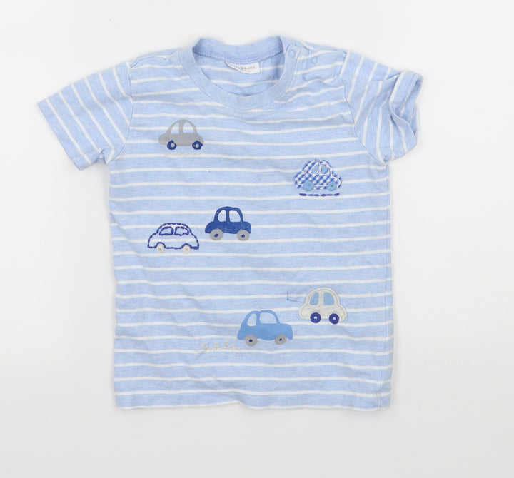 NEXT Boys Black Striped Jersey Basic T-Shirt Size 12-18 Months - Cars