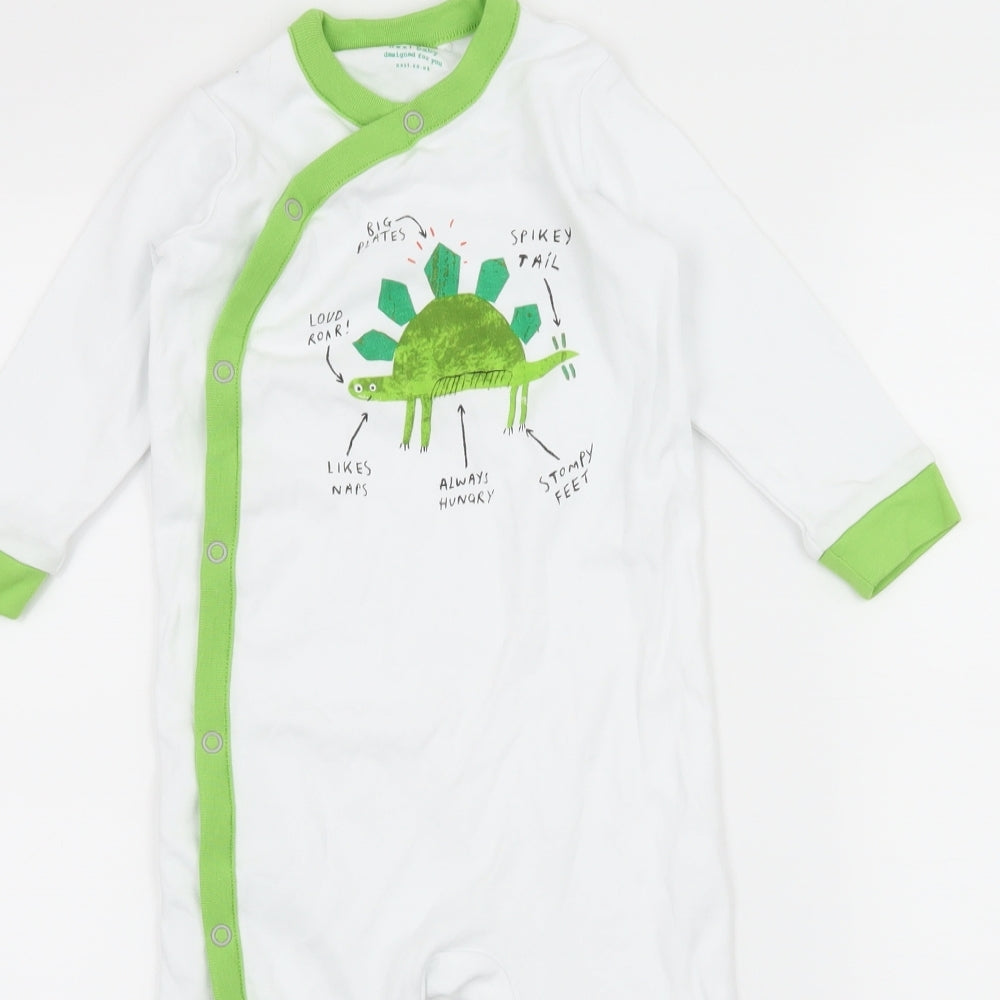 NEXT Boys White Geometric Jersey Babygrow One-Piece Size 12-18 Months  - Dinosaur