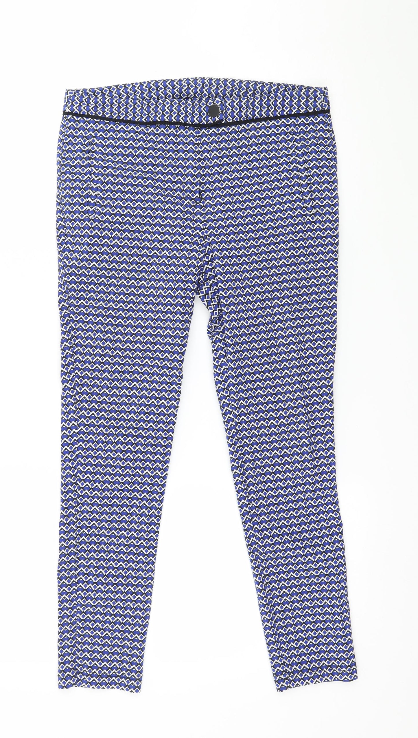 Dorothy Perkins Womens Blue Geometric  Trousers  Size 10 L23 in