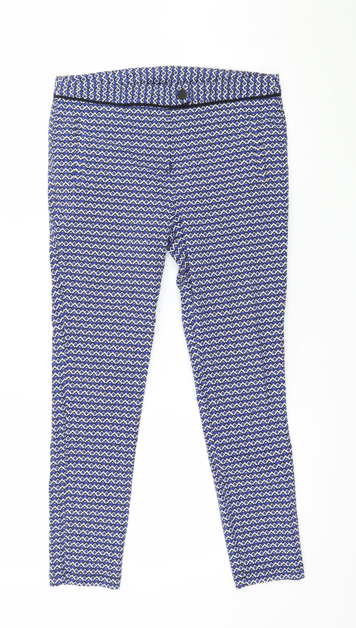 Dorothy Perkins Womens Blue Geometric Trousers Size 10 L23 in