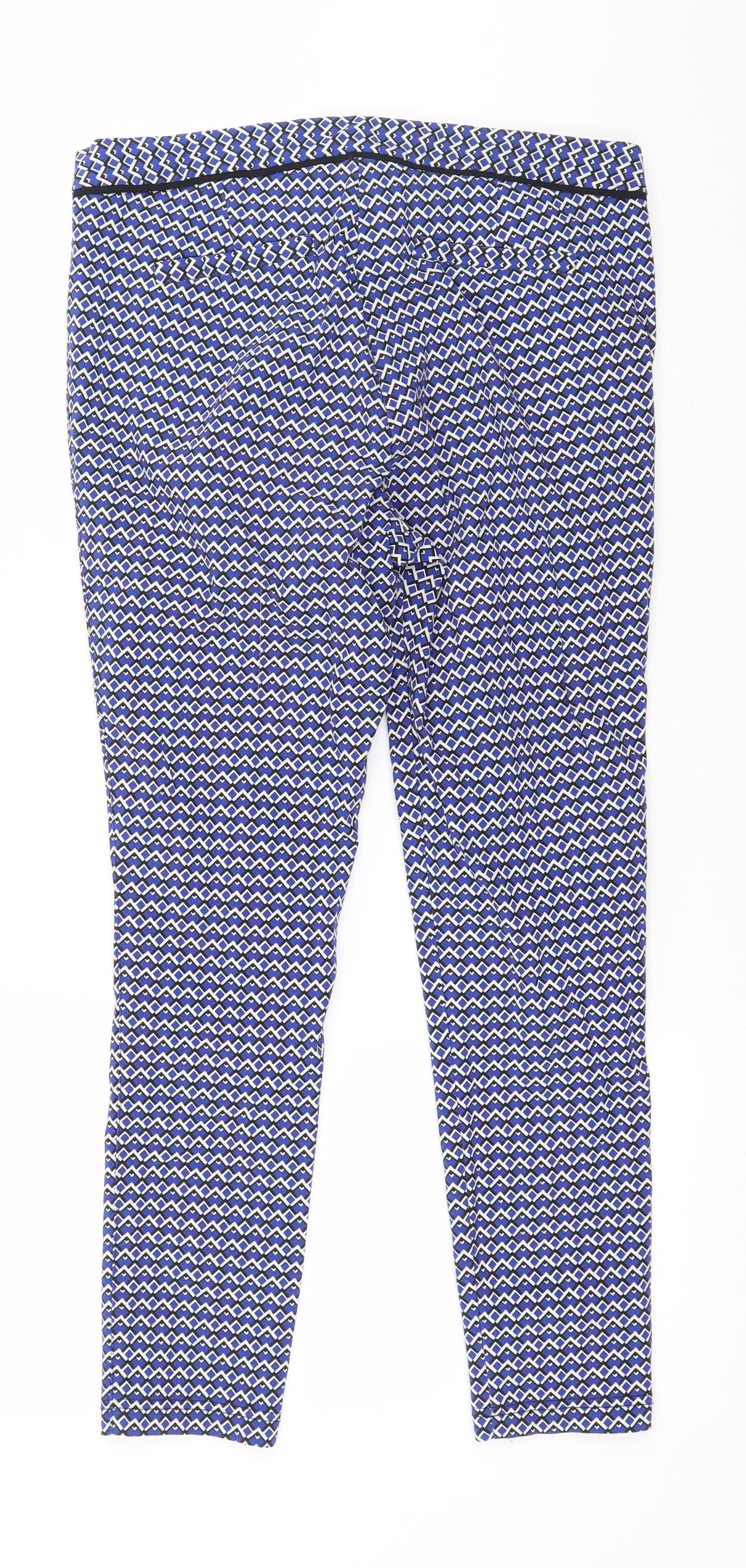 Dorothy Perkins Womens Blue Geometric  Trousers  Size 10 L23 in