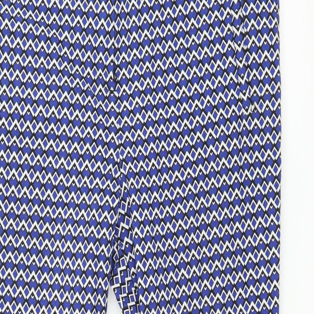 Dorothy Perkins Womens Blue Geometric  Trousers  Size 10 L23 in