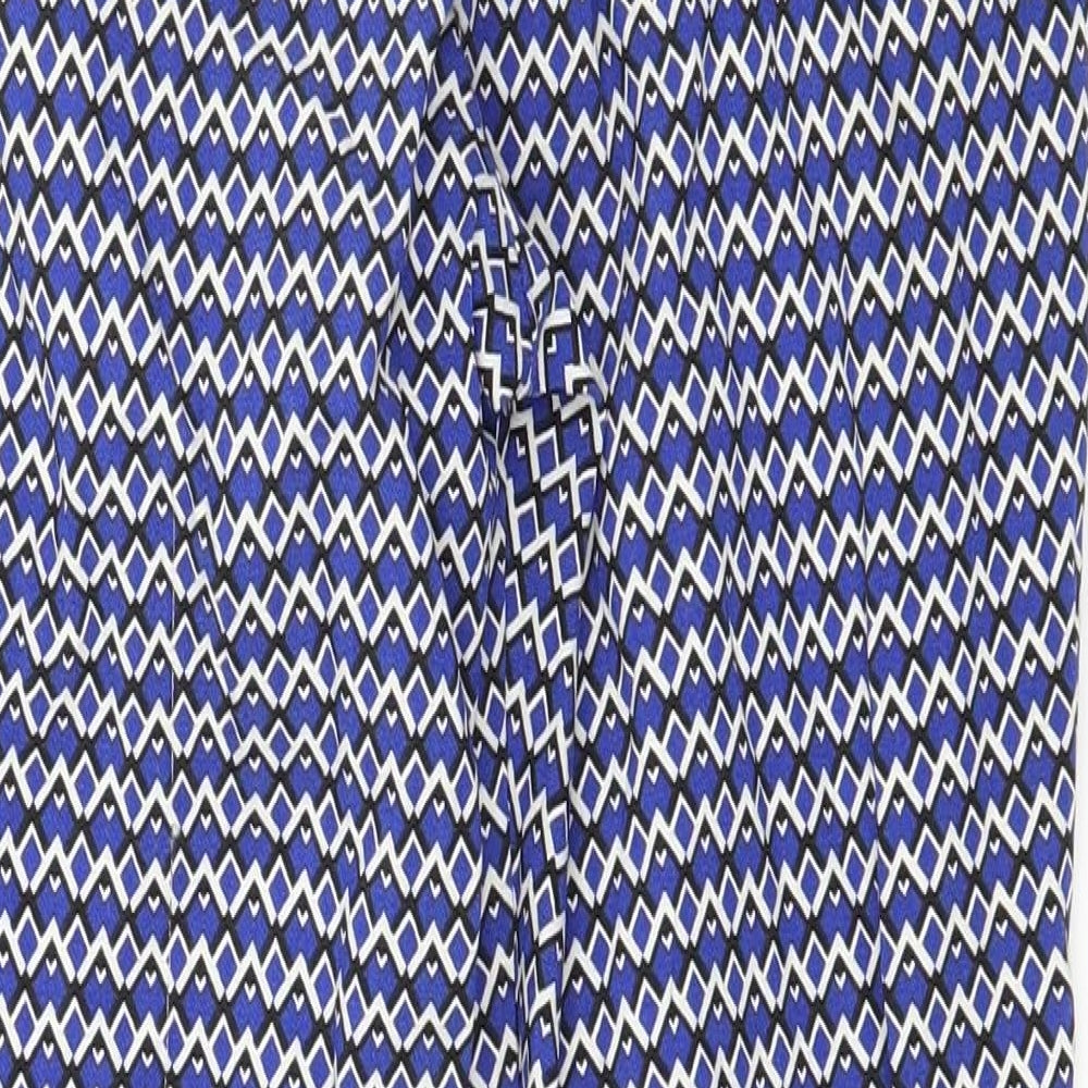 Dorothy Perkins Womens Blue Geometric  Trousers  Size 10 L23 in