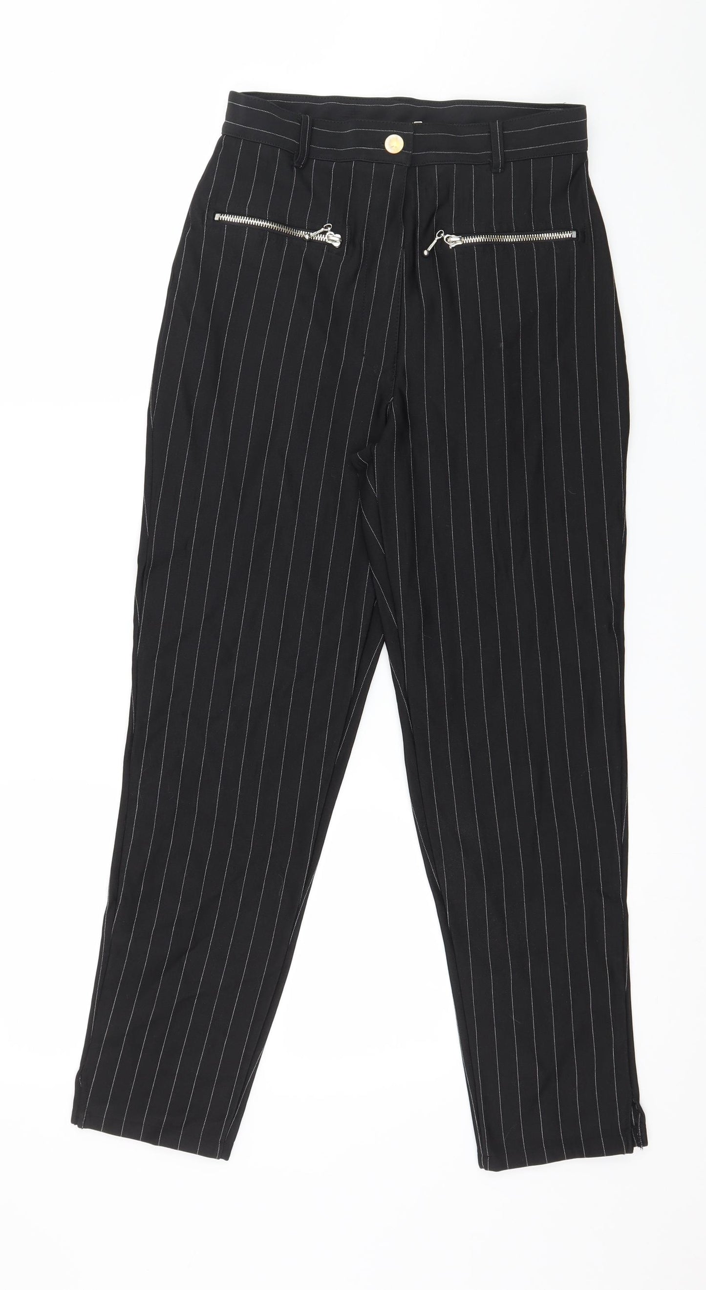 Preworn Womens Black Striped  Trousers  Size 27 in L26 in