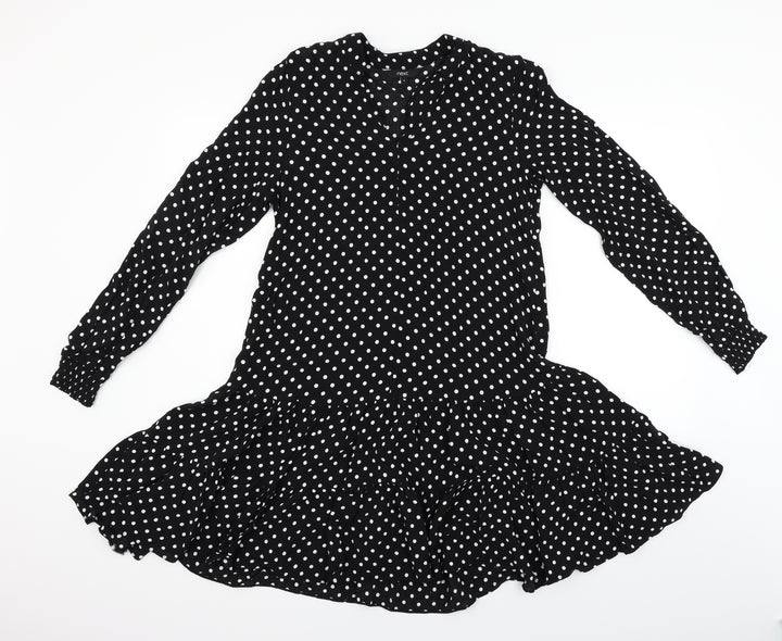 NEXT Womens Black Polka Dot Fit & Flare Size 8